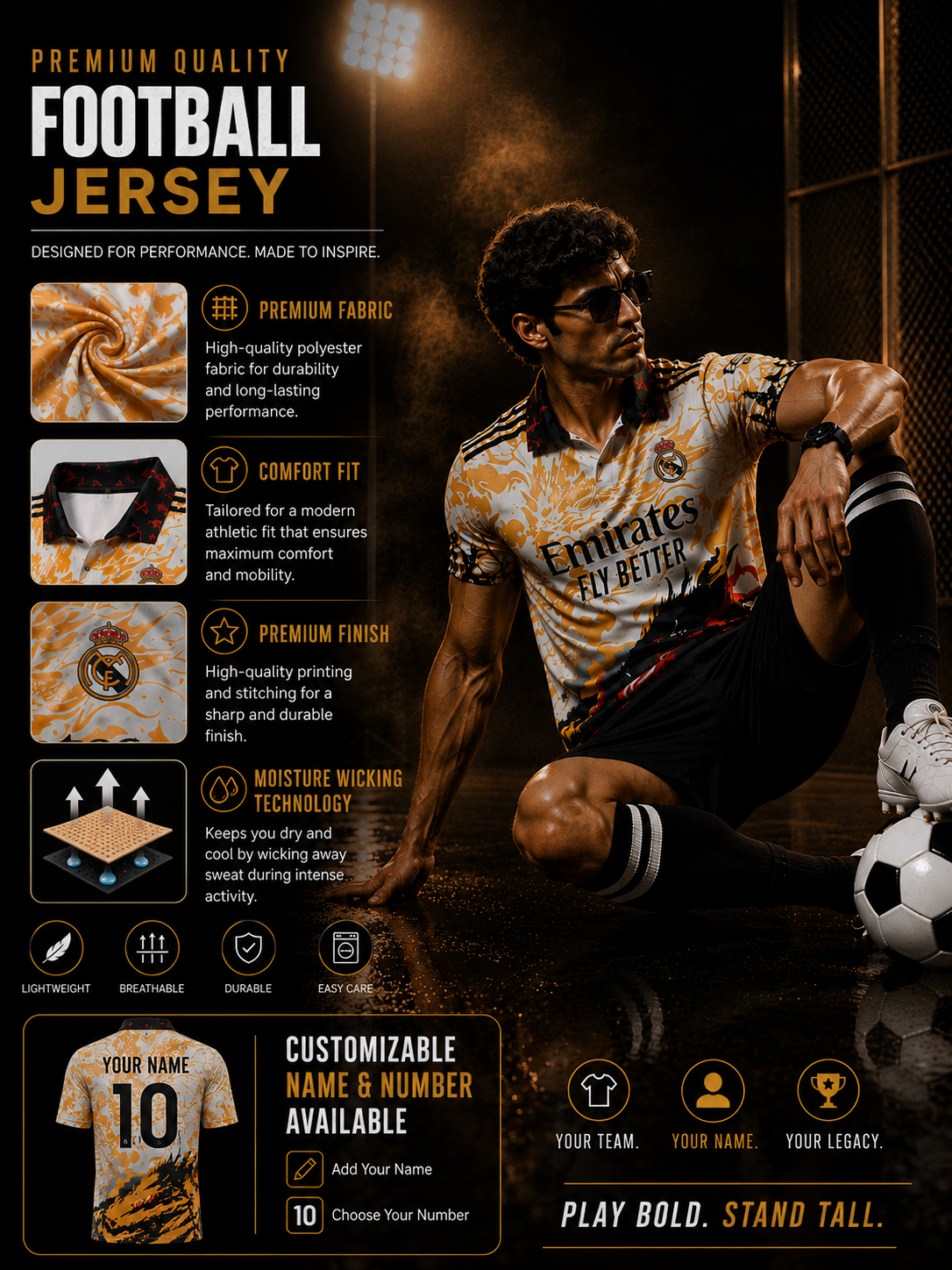 Real Madrid CF Special Limited Edition Jersey | Premium Custom Football Jersey for Men | Personalized Name & Number| Match Edition