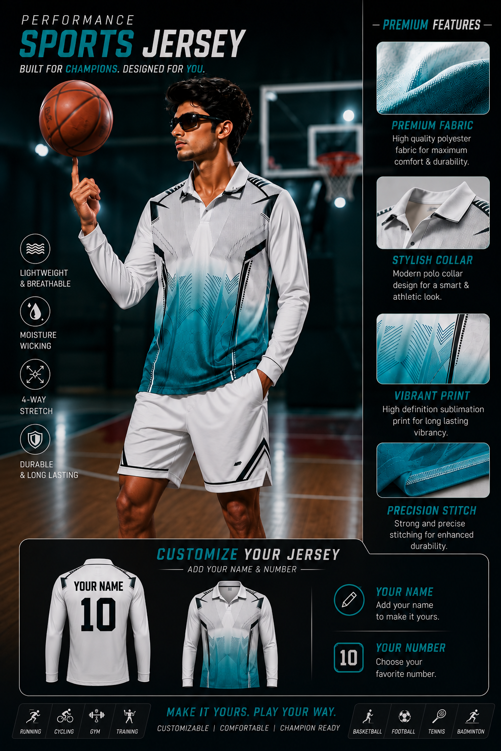 AeroFusion Elite Performance Sports Jersey – Premium Custom Name & Number