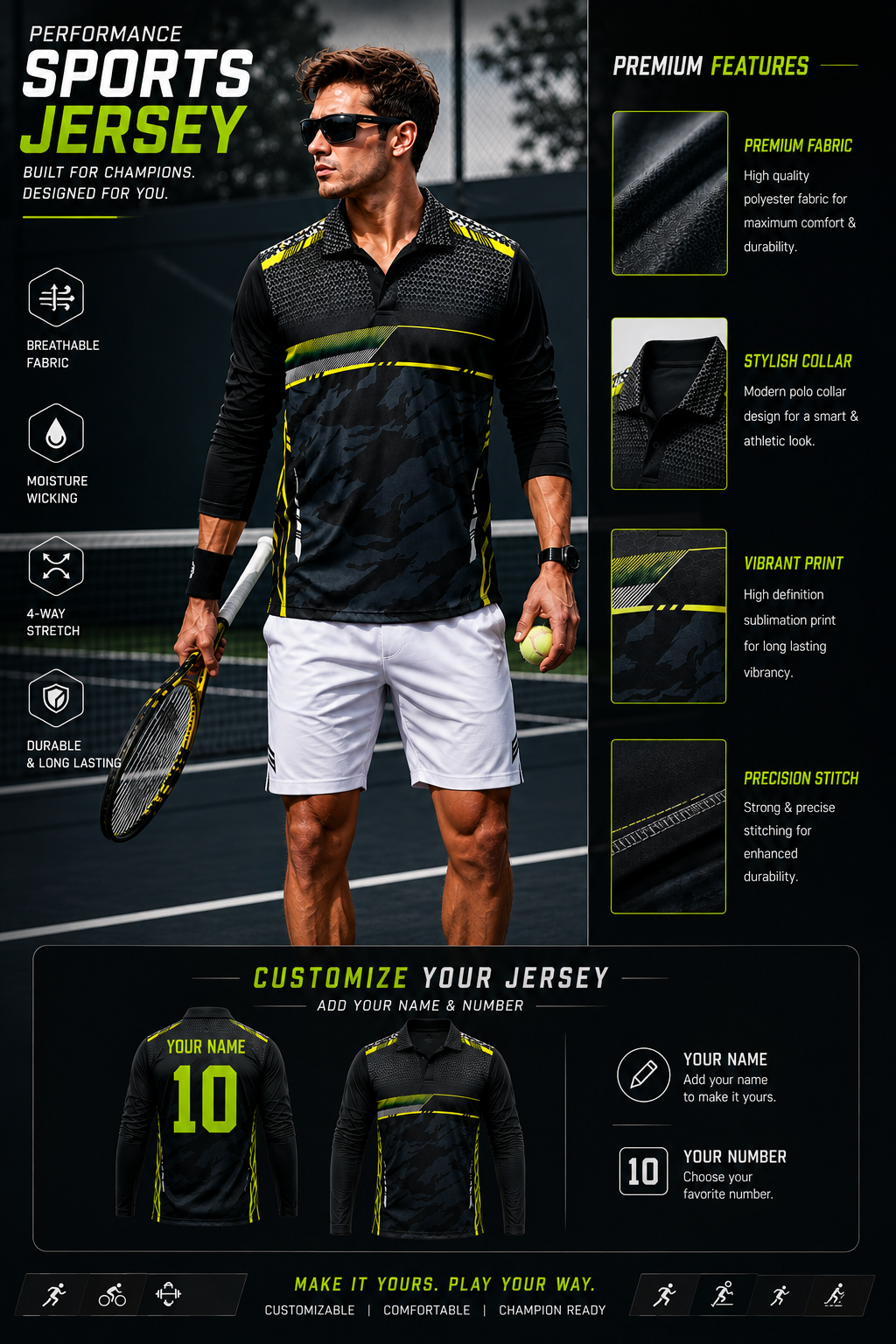 StealthStrike Elite Performance Sports Jersey – Premium Custom Name & Number
