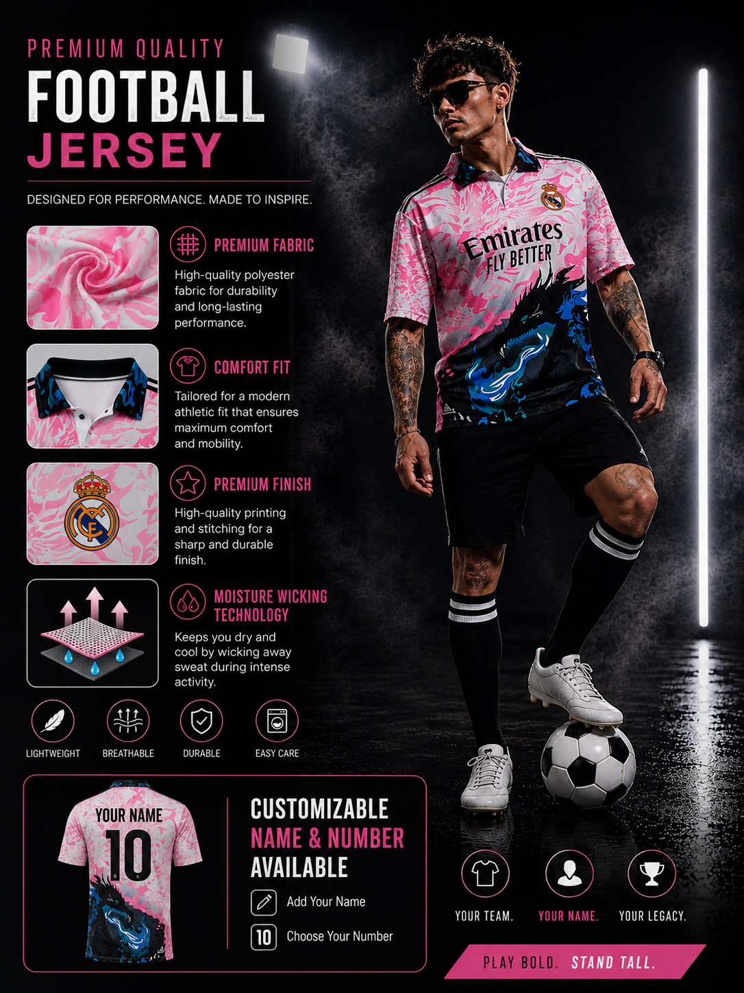 Real Madrid CF Special Limited Edition Jersey | Premium Custom Football Jersey for Men | Personalized Name & Number| Match Edition