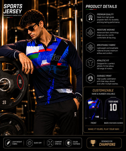 India Elite Performance Polo Jersey – Premium Custom Name & Number Edition
