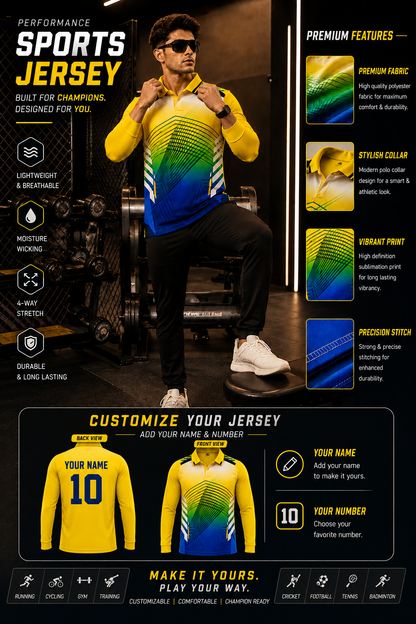 SolarStrike Elite Performance Sports Jersey – Premium Custom Name & Number